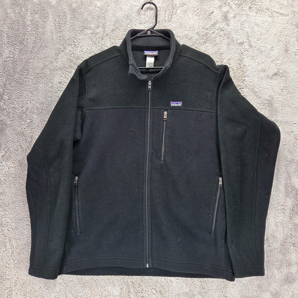 Patagonia Jacket Mens Large Black Simple Synchilla Full Zip Fleece Hiking